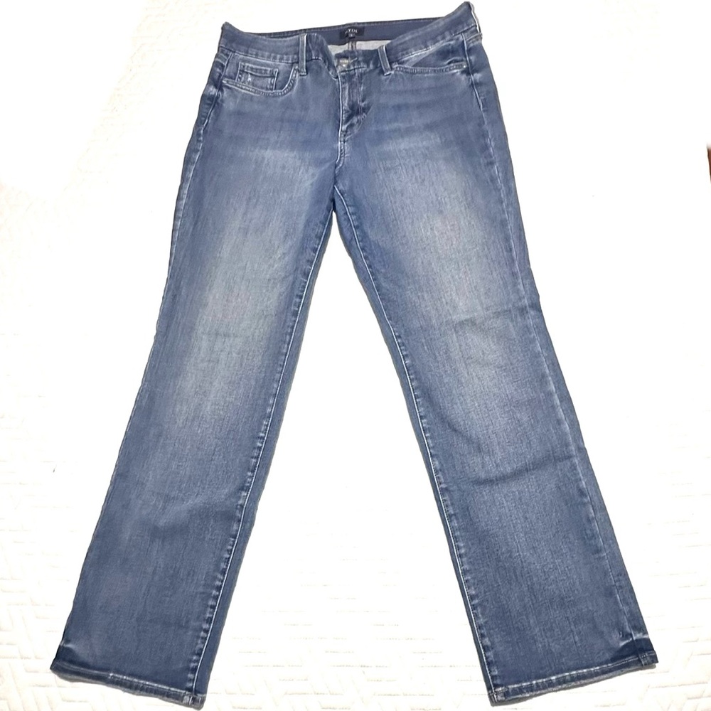 NYDJ Pull-On Straight Leg Blue Jeans